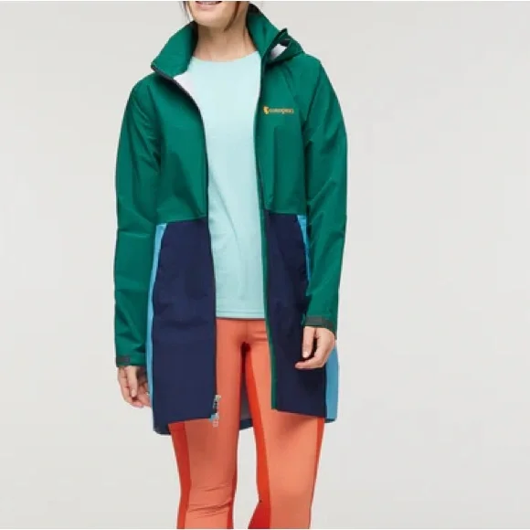 Cotopaxi Women’s Cielo Rain Trench Waterproof Hooded Raincoat Blue Green L - Picture 2 of 12